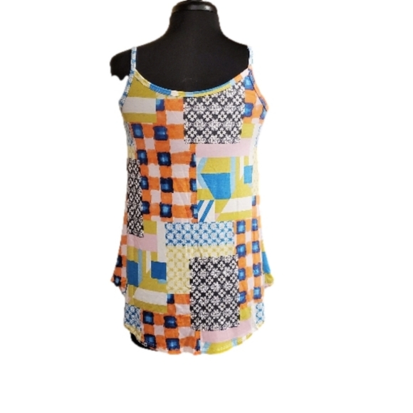 Zenana NWOT Boho Spaghetti Strap Top Patchwork Pattern - Picture 2 of 5